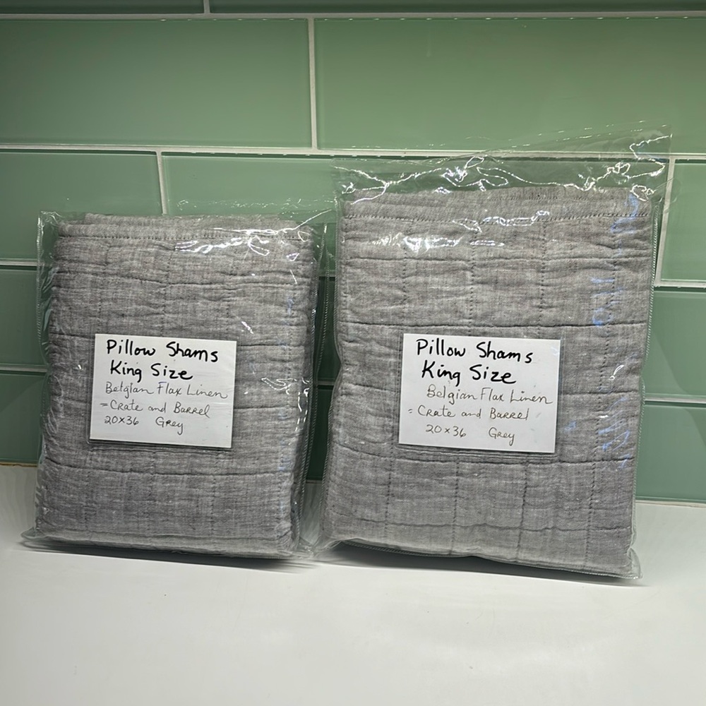 Crate & Barrel King size pillow shams, pair